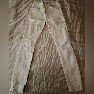 Distressed White Jeans